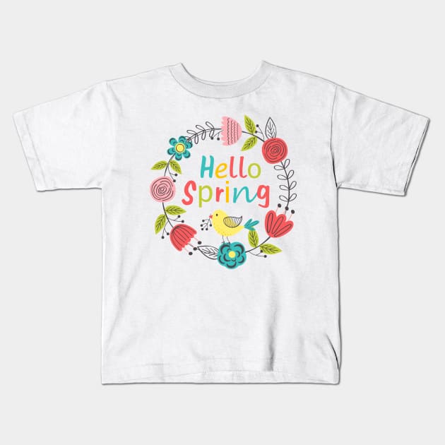 Hello spring Kids T-Shirt by zeevana